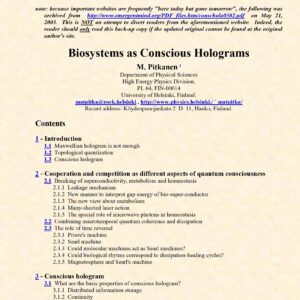 Pitkanen,Biosystems as conscious holograms