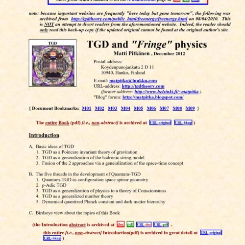 Pitkanen,Matti,UFOs and fringe physics - Imagen 1