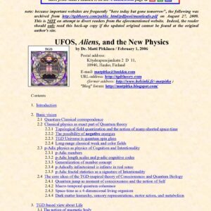 Pitkanen,Matti,UFOs,aliens and the new physics