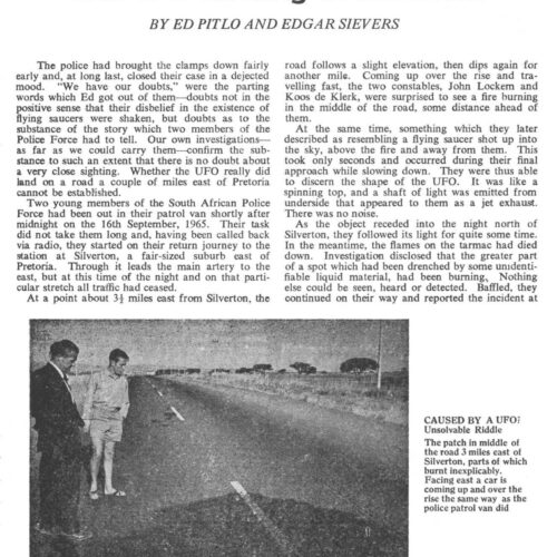 Pitlo-Sievers,Landing and fire 1965,South Africa,FSR-SI 1966 N 1,Humanoids - Imagen 1