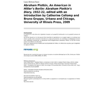 Plotkins,An American in Hitler s Berlin,Diary 1932,L.H.Faure