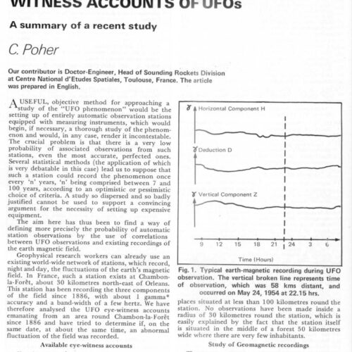 Poher,UFOs and geomagnetic disturbances,FSR74V20N1 - Imagen 1