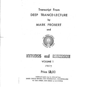 Probert,Deep Trance-Lecture,Hypnosis,1959