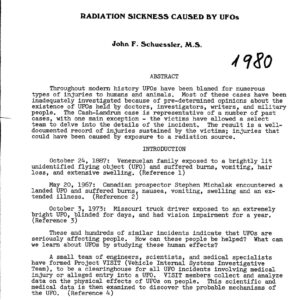 Radiaton sickness caused by UFOs,1980,Texas
