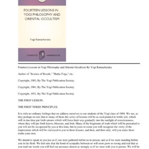 Ramacharaka,14 Lessons in Yogi Philosophy