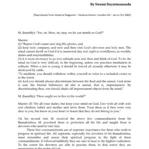 Ramakrishna,Five Commandments