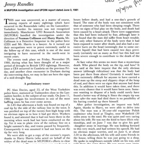 Randles,UFO 1980,England,death,Adamski,FSR81,V27N2 - Imagen 1