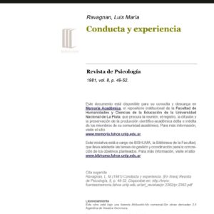 Ravagnan,Conducta y experiencia