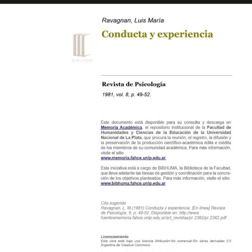 Ravagnan,Conducta y experiencia - Imagen 1