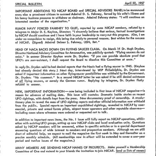 Rev.NICAP Special Bulletin,1957-1967 - Imagen 1
