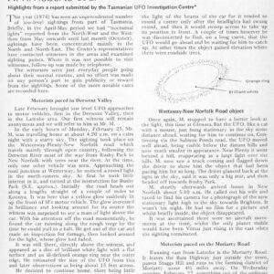 Roberts,UFOs 1974,Tasmania,FSR75V21N3-4
