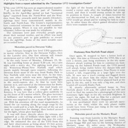 Roberts,UFOs 1974,Tasmania,FSR75V21N3-4 - Imagen 1