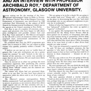 Roy,Search for Extraterrestrial Intelligence,FSR86V31N3