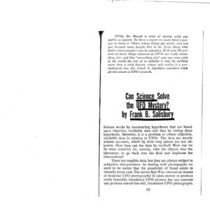 Salisbury,Can science solve the UFO mystery