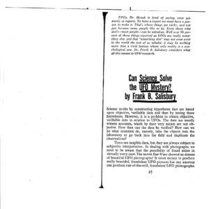 Salisbury,UFO Mystery and Science