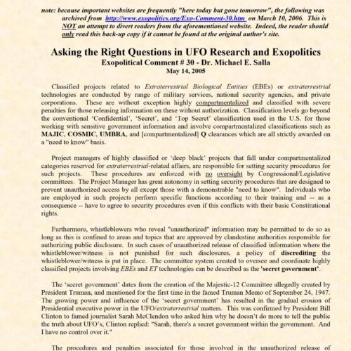 Salla,Right questions in UFO research and Exopolitics - Imagen 1