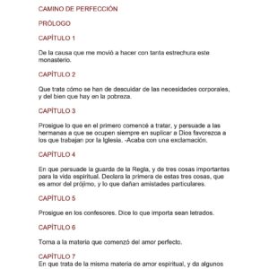 Santa Teresa de Avila,Camino de perfeccion