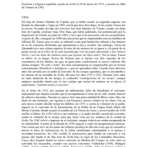 Santa Teresa,Vida - Imagen 1