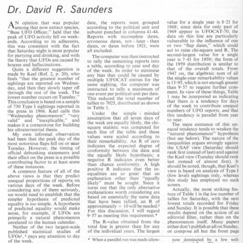 Saunders,UFO activity in day-of-the week,FSR71V17N1 - Imagen 1