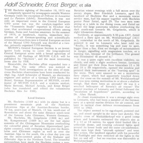 Schneider,UFOs 1973-74,Bavarian Alps,FSR75V21N1 - Imagen 1