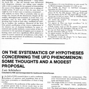 Schonherr,Systematics of UFO Phenomenon,FSR86V31N4