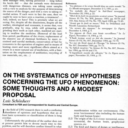 Schonherr,Systematics of UFO Phenomenon,FSR86V31N4 - Imagen 1