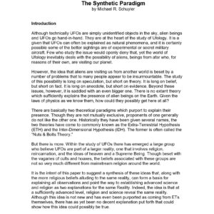 Schuyler,Hypothesis UFO
