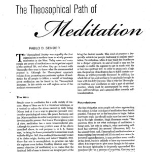 Sender,Theosophical Path of Meditation