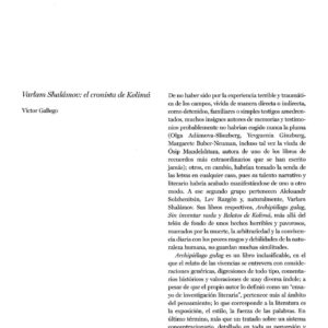 Shalamov,el cronista de Kolima,Victor Gallego