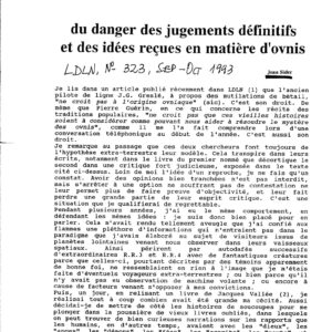 Sider,Danger des jugements definitifs des ovnis,etc.