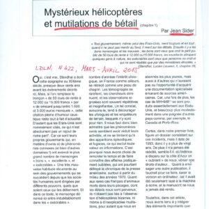 Sider,Jean,Mutilaciones de ganado y helicopteros