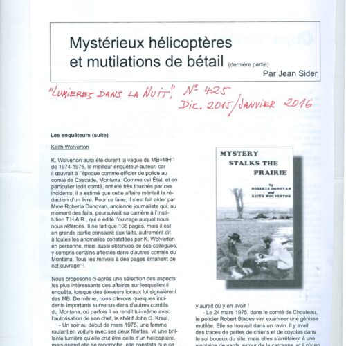 Sider,Jean,Mysterieux helicopteres et mutilations de betail - Imagen 1