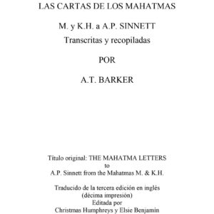 Sinnett,Cartas de los Mahatmas,A.T.Barker