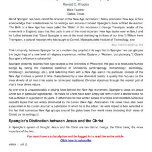 Spangler,New Age Christology,D.C.Rhodes