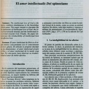 Spinoza,El amor intellectualis Dei,J.D.M.Bedoya