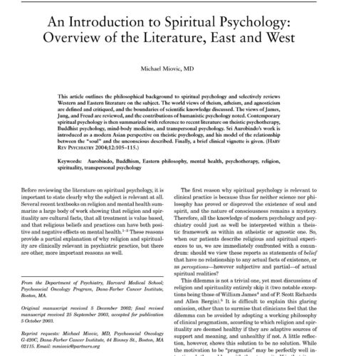 Spiritual Psychology,Literature East and West,M.Miovic - Imagen 1