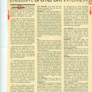 Sprinkle Interview 1976 UFO Report