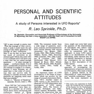 Sprinkle,Personal and scientific attitudes in UFO reports,FSR-SI 1969 N 2,Beyond Condon