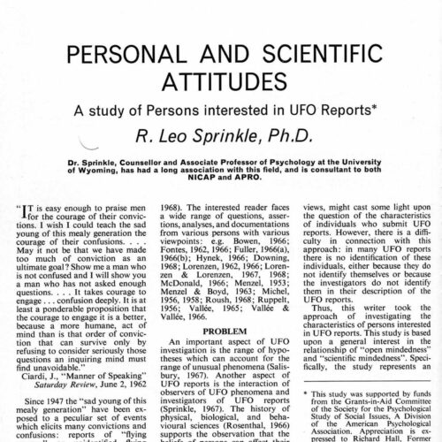 Sprinkle,Personal and scientific attitudes in UFO reports,FSR-SI 1969 N 2,Beyond Condon - Imagen 1