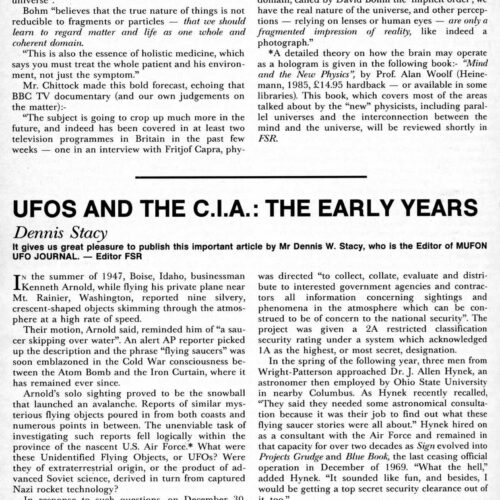 Stacy,UFOs and the CIA,FSR1986V31N4 - Imagen 1