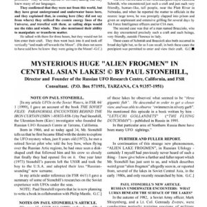 Stonehill,Alien Frogmen 1982,Siberian Lakes,FSR2001V46N1