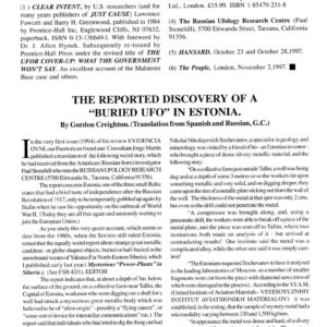 Stonehill,Buried UFO 1980s,Tallin,Estonia,FSR1998V43N2