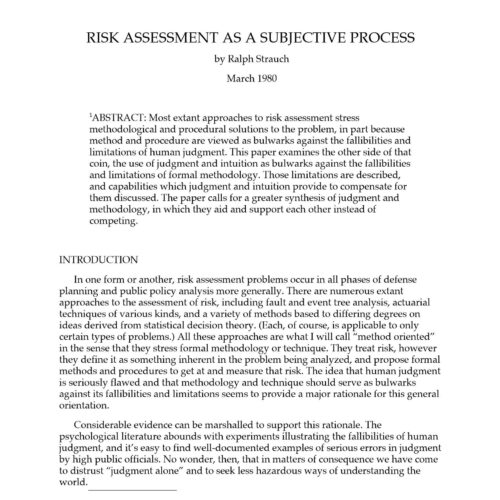 Strauch,Risk assessment as a subjective process - Imagen 1