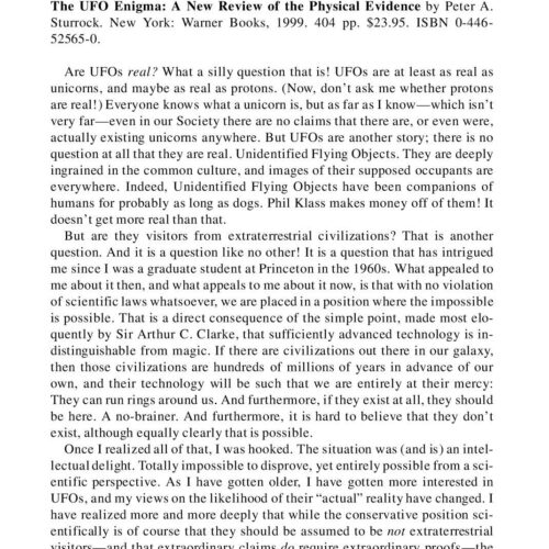 Sturrock,The UFO Enigma,JSE - Imagen 1