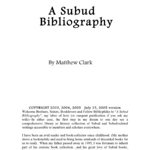 Subud Bibliography,Matthew Clark