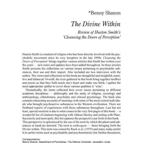 The Divine Within,Benny Shanon - Imagen 1