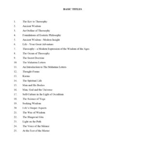 Theosophical Books List in Australia