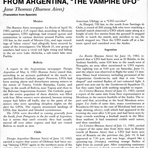 Thomas,Julio Platner Contact 1983,La Pampa,FSR1984V29N2 - Imagen 1