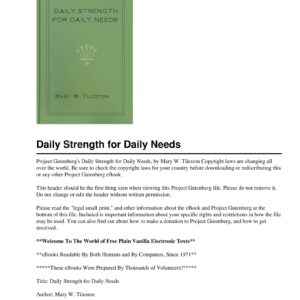 Tileston,Mary,Daily strength for daily needs
