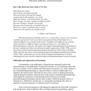 Transpersonal Awareness,Valle-Mohs